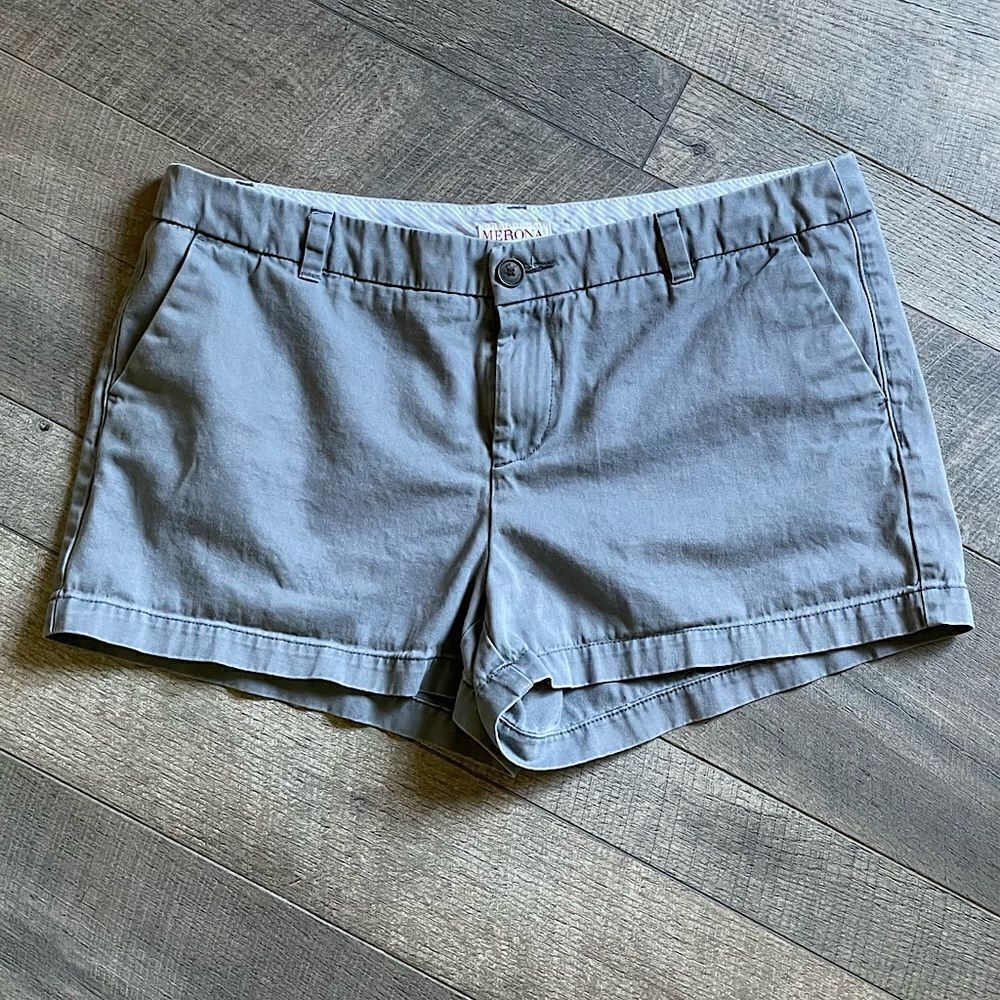 Women’s Merona, Low-Rise, Grey, “Khaki” Shorts. Size 12.